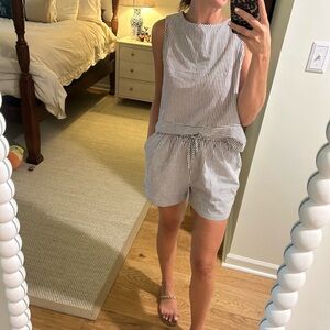 Striped Sleeveless Top and Shorts Set